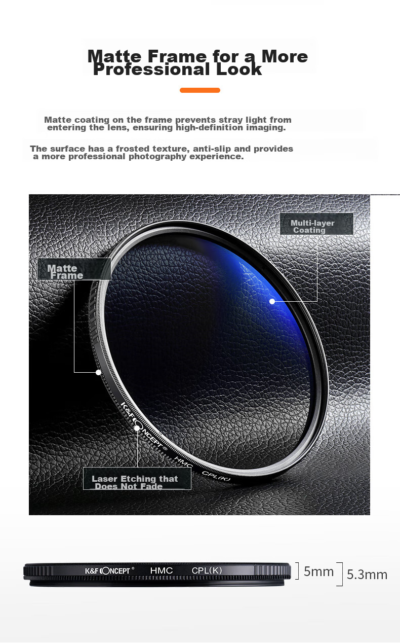 Zhuoer True Color CPL Polarizing Filter, Ultra-Clear Filter Double-Sided Multi-Layer Coating Eliminates Reflections Suitable for Canon Sony Landscape Photography, 49mm CPL Lens 11