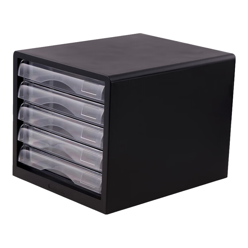 Deli 5-Tier Hand-Pulled Office Desk Organizer, File Cabinet, Drawer Storage Unit, Document Cabinet with Index Labels, Exam Paper Subject Classification, Black