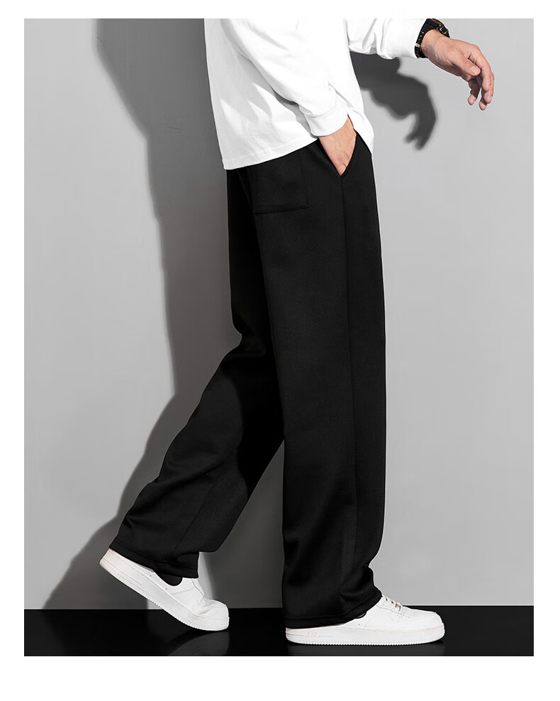 Warrior Fleece-Lined Pants for Men, Autumn And Winter Warm Thick Casual Trousers, Loose Straight-Leg Sweatpants, Versatile Flat-Front Joggers 10