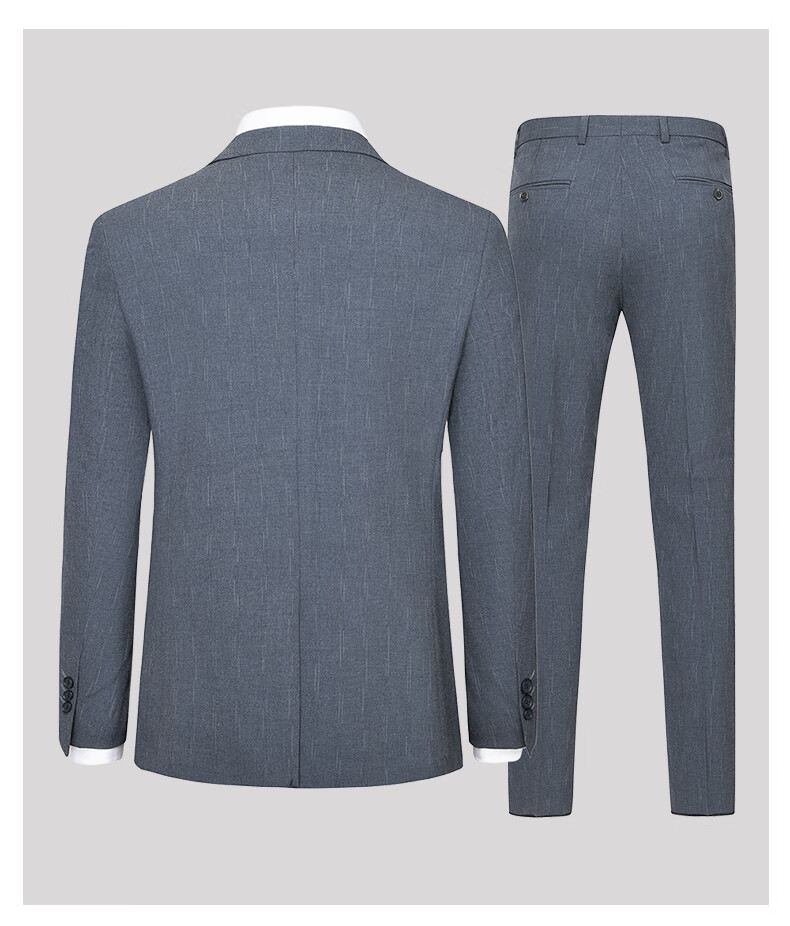 ROMON Men's Slim Fit Three-Piece Suit Business Formal Wedding Groom Outfit 7