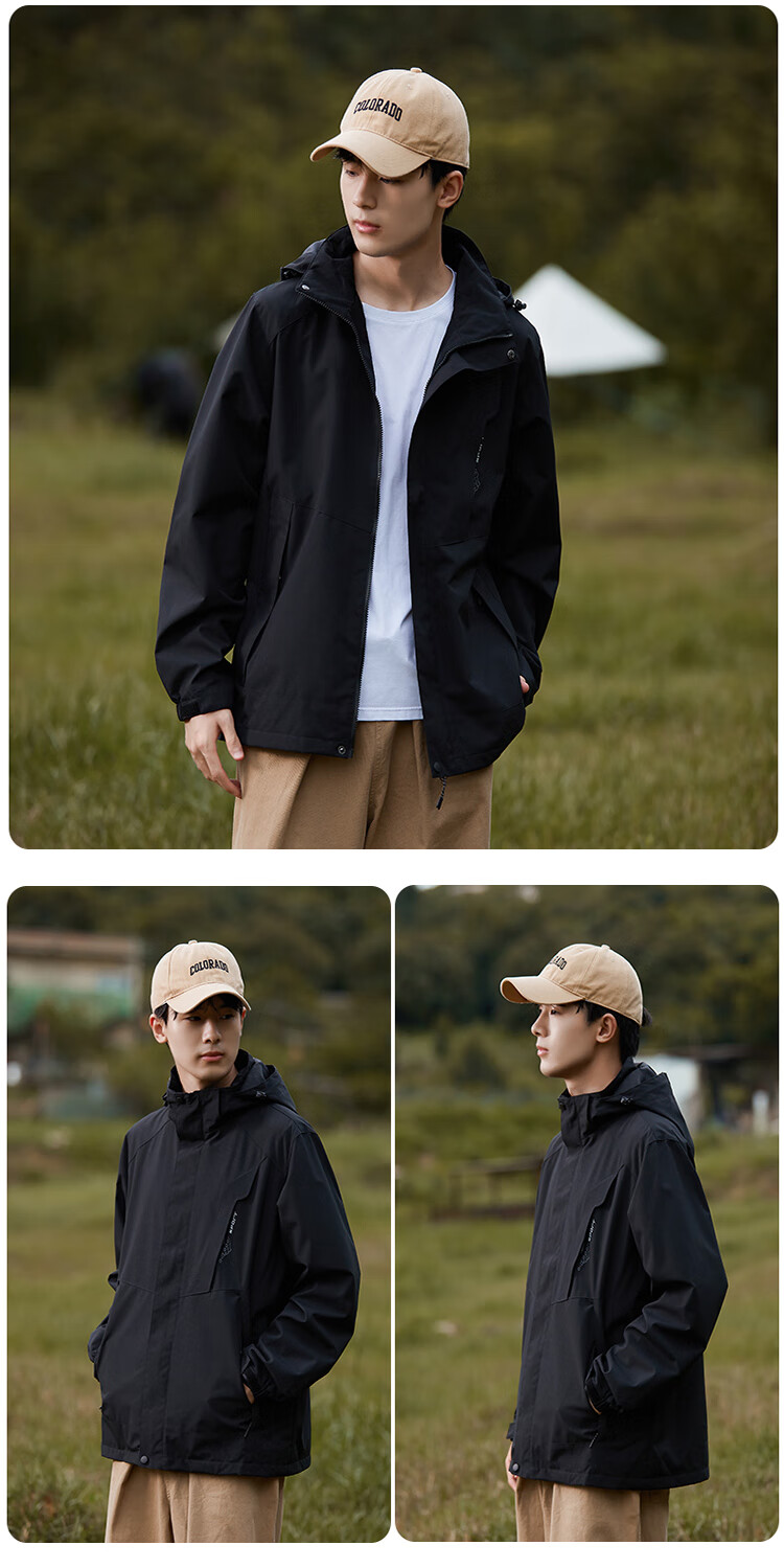Huili Men's Single-Layer Triple-Protection Hard Shell Mountaineering Jacket, Outdoor Windproof Sports Coat, Versatile Windbreaker for Me 15
