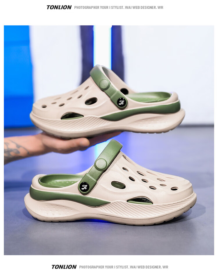 TonLion Sandals for Men And Women, Summer Couple Style, Hole Shoes, Men's Outdoor Breathable Beach Slippers, Beige Brown, Size 40/41 15