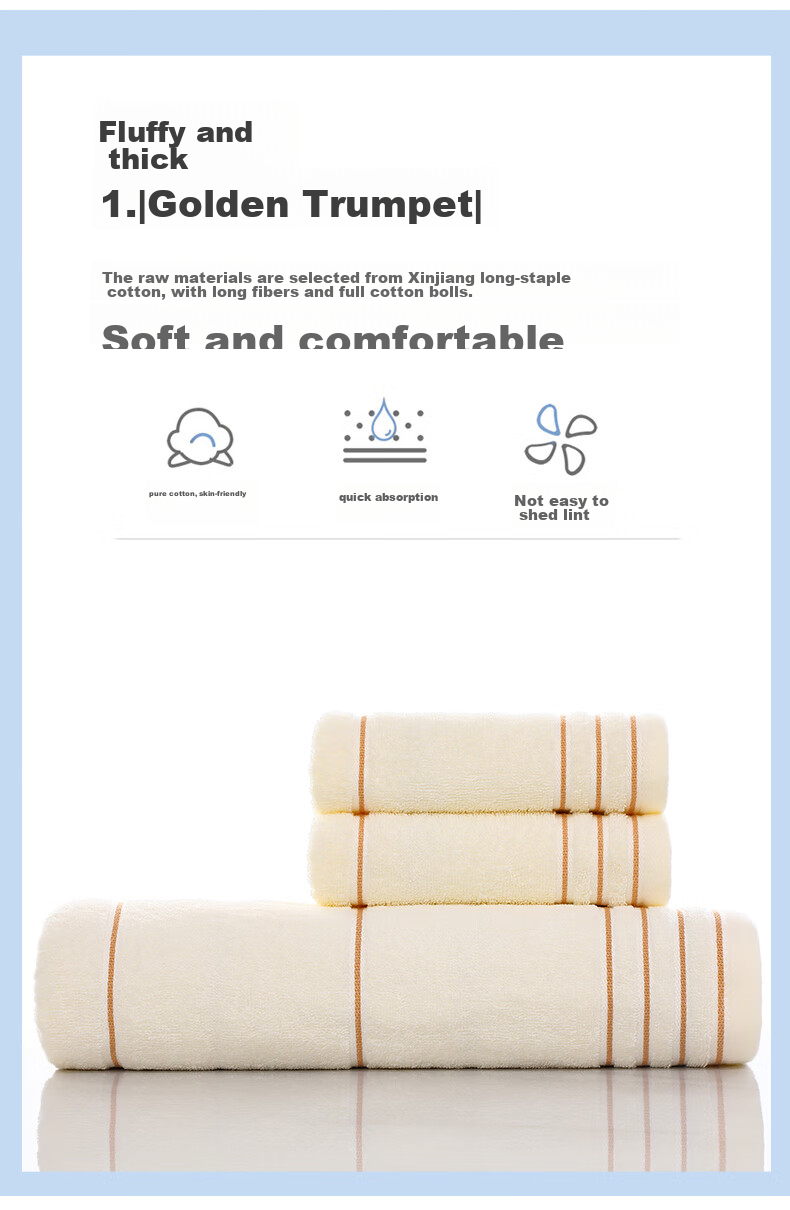 Grace Antibacterial Towel And Bath Towel Gift Set, Three-Piece Set, Pure Cotton Thickened Adult Sports Gift for Annual Meetings 8