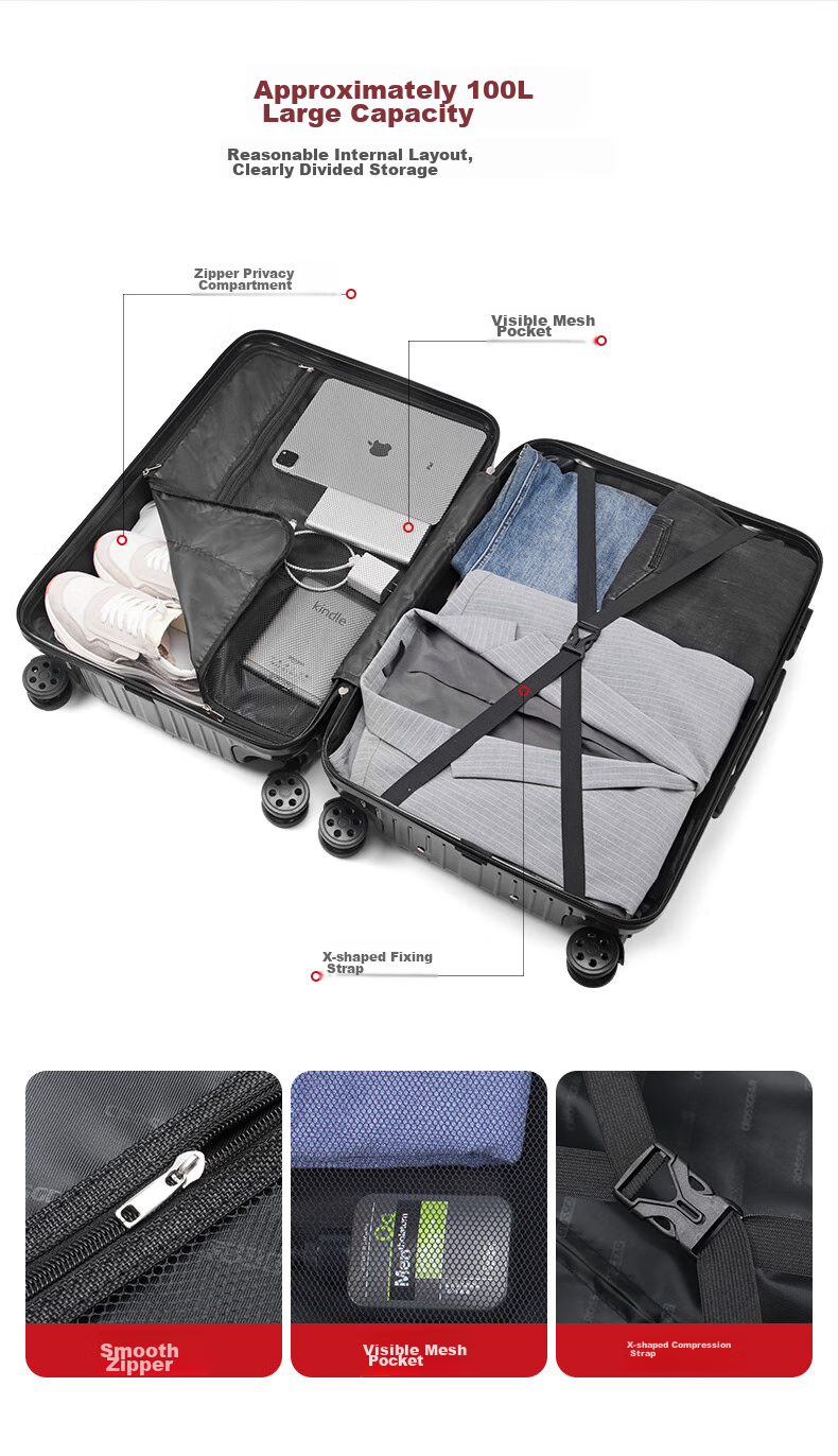 CROSSGEAR Cross Medal Luggage, 26-Inch Business Trip Suitcase, Large Capacity Check-In Trolley Case for Men And Women, Password Lock Suitcase 7