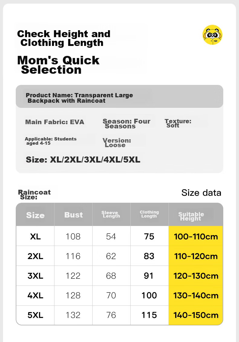 Moremerry Children's Raincoat for Boys And Girls, School Rainwear with Backpack Space, Kindergarten Poncho 30