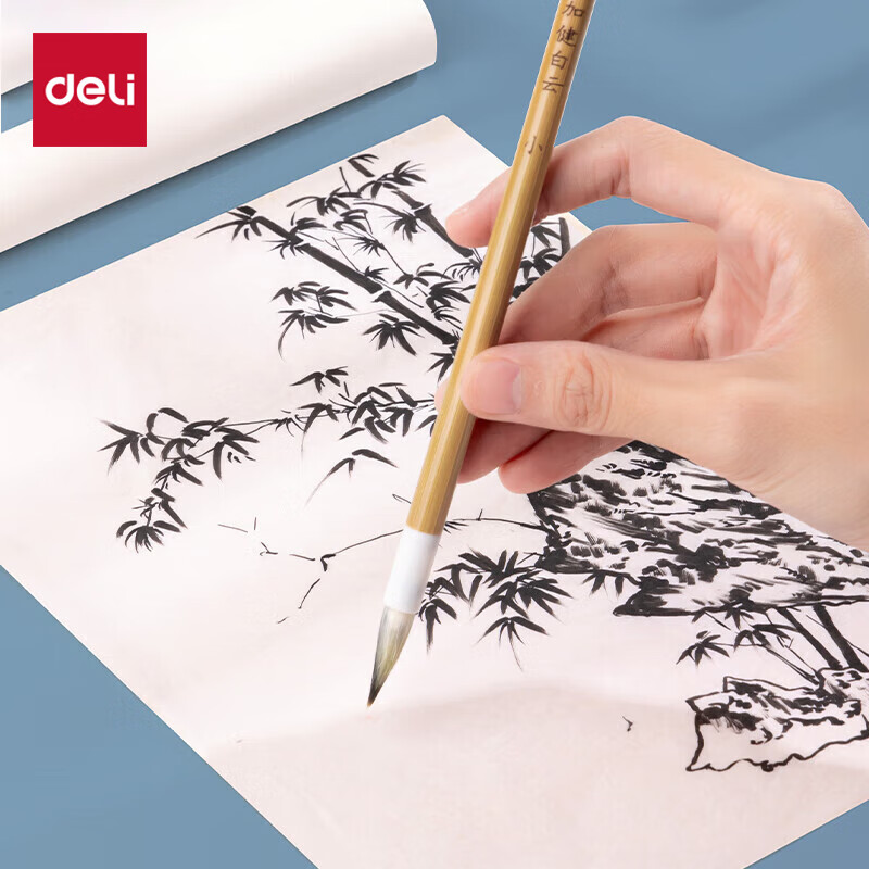 Deli White Cloud Calligraphy Brush Set with Mixed Hair And Jian Yang Hair, Beginner's Calligraphy Brush Kit, Four Treasures of The Study, Large Medium Small Sizes, Chinese Painting Brush, Large Regular Script Brush, Gift, Jian Yang Small White Cloud, Back-To Stationery