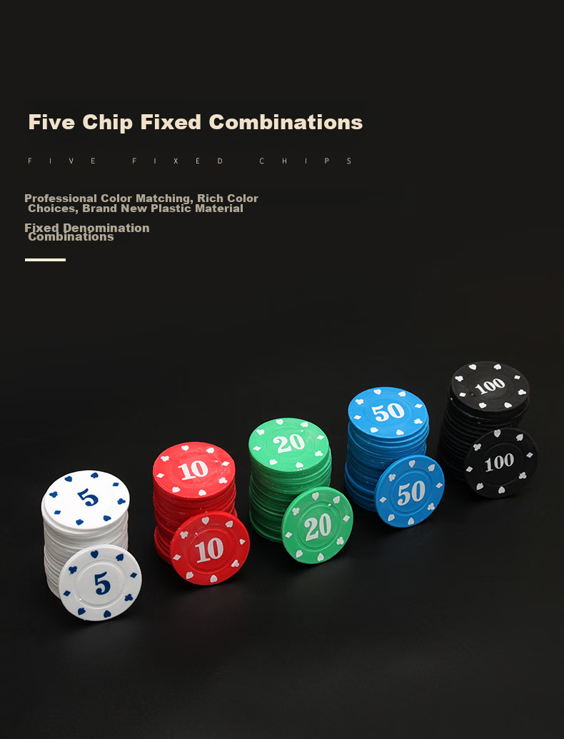 Huasheng Poker Chips Double-Sided Texas Hold'em Poker Chips H-021, 100 Pieces (5,10,20,50,100) 3