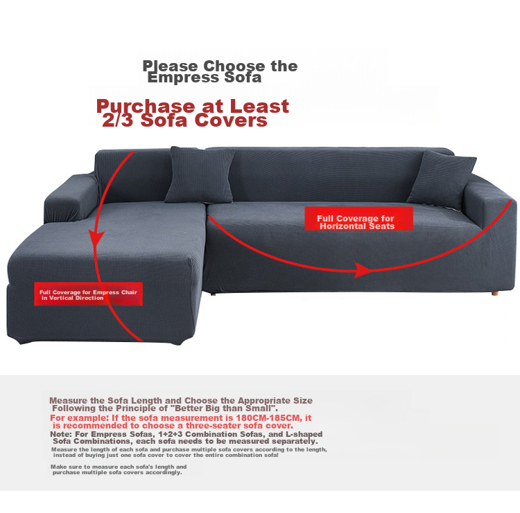 Quatrefoil Sofa Cover Elastic Full Coverage Sofa Slipcover Throw, Deep Space Gray, Suitable for Three-Seater 190-230cm 5