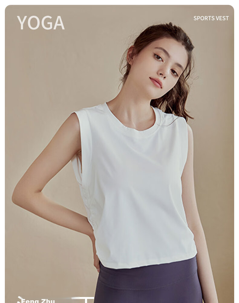 XUEXIMAN Yoga Wear for Women, Loose-Fitting Sports Tank Top, Summer Short Style, Sexy Cover-Up, Training Running Fitness Sleeveless Top Vest 1