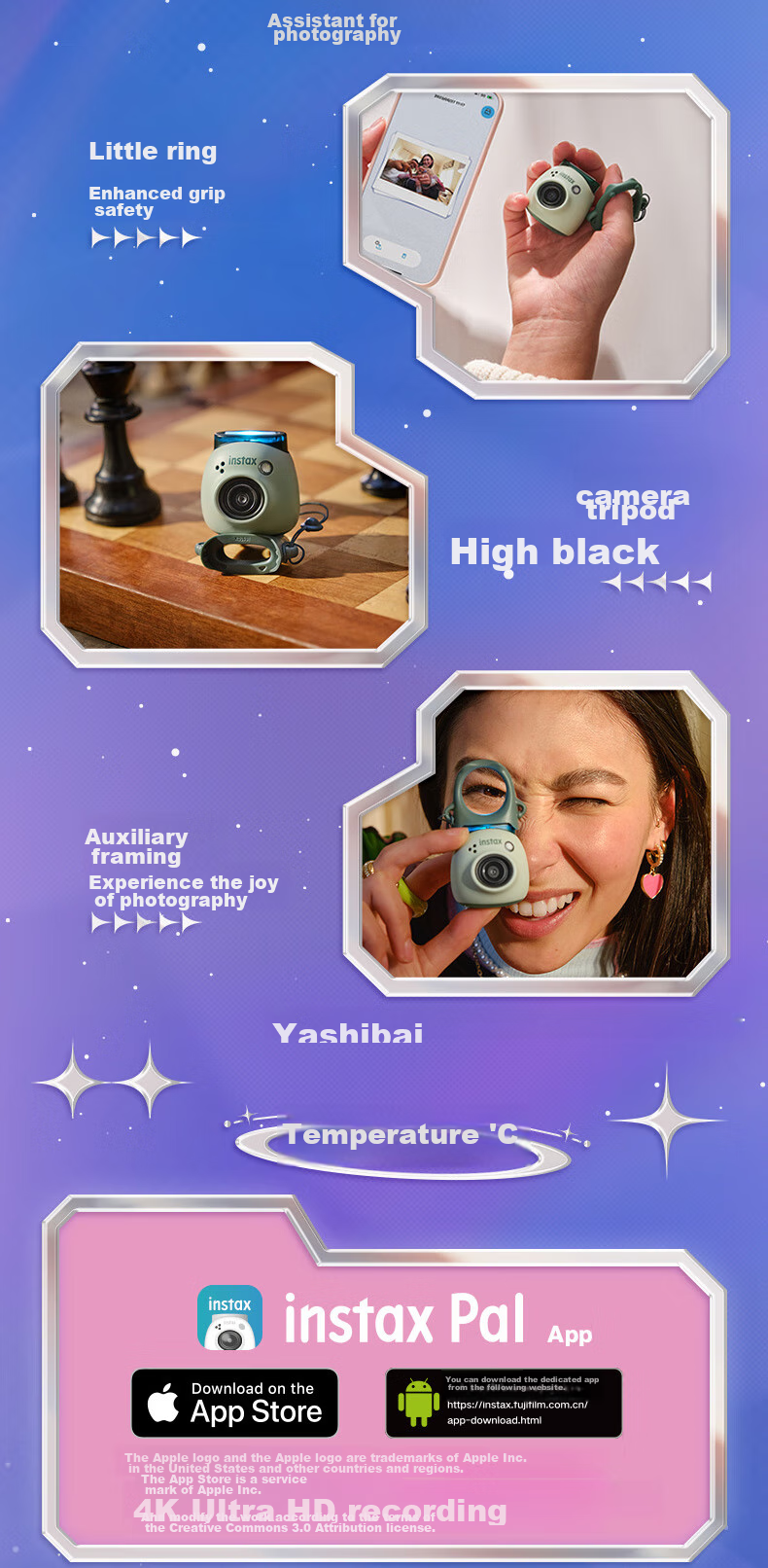 INSTAX Fuji INSTAX Instant Camera CCD Smart Camera PAL Cat Paw Pink Student Toy Camera Standalone 15