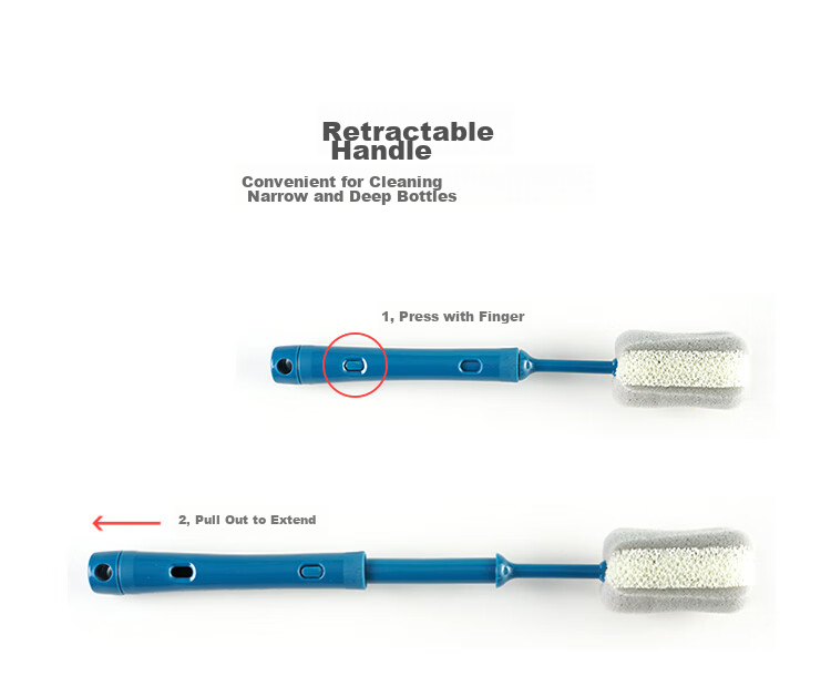 LOCK&LOCK Long Handle Sponge Cup Brush Set with Straw Brush - Household Magic Cleaning Kit 6