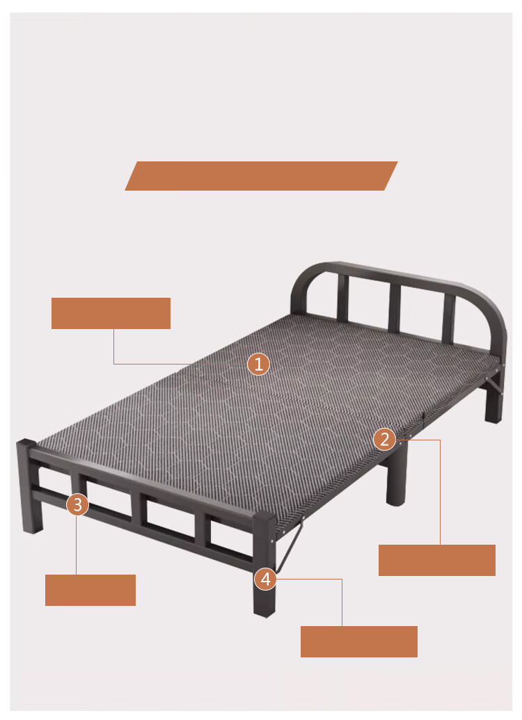 L&S Folding Bed, Single Bed for Home Use, Nap Bed, Camping Bed, No Assembly Required, Hard Board Bed, Accompanying Bed, BGC857 White, 120cm 3