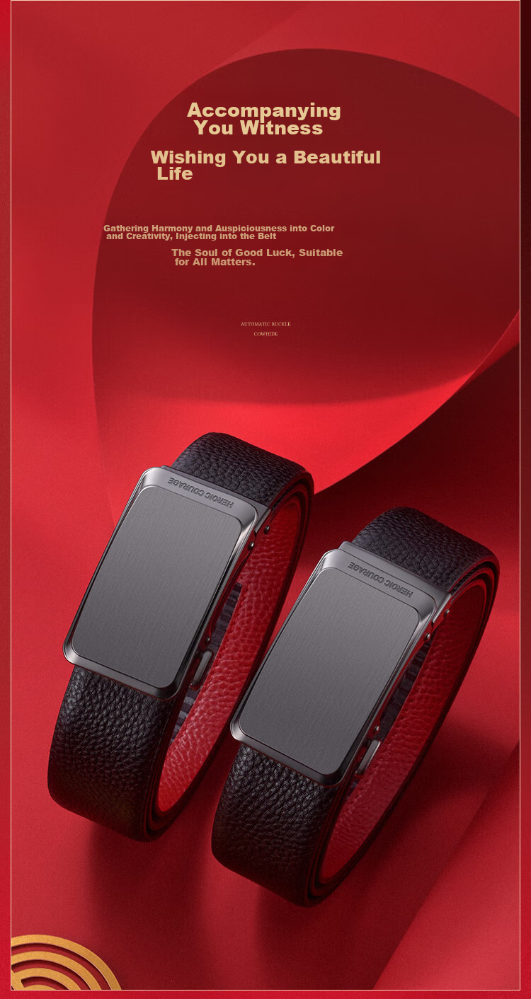 HLA Men's Belt, Business Automatic Buckle, Top-Grain Leather Waistband, Gift Box, Trouser Belt, Fashionable Birthday Gift for Boyfriend This Year 10