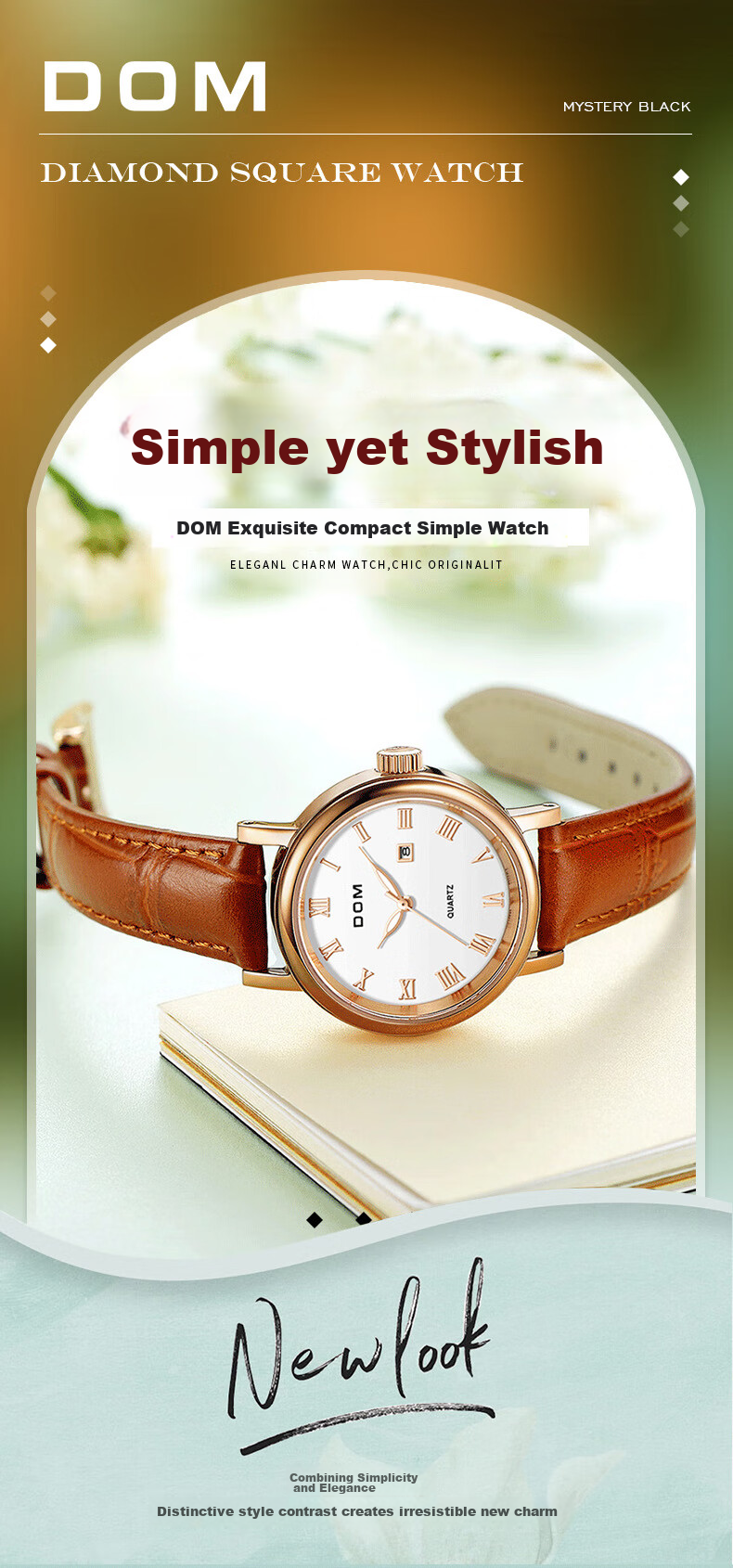 DOM2026 New Brand Watch for Women, Top Ten Famous Watches, Mechanical And Quartz Style, Suitable As Birthday Gift for Female High School Students And Wome 1