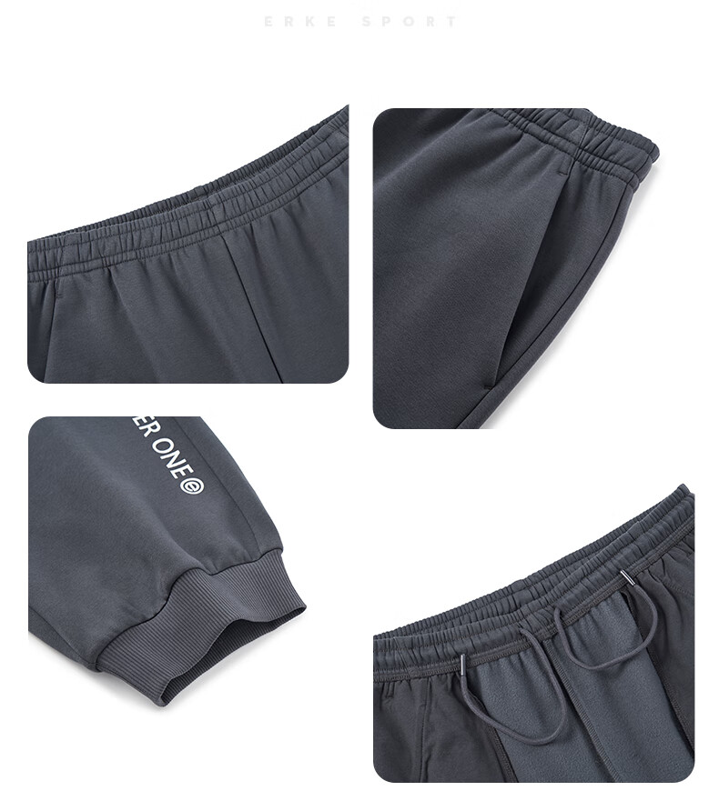 ERKE Men's Sweatpants, Thickened And Fleece-Lined for Winter, Knitted Long Pants with Elastic Cuffs, Warm Casual Trousers for Running And Everyday Wear 13