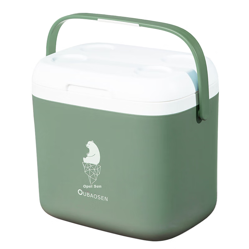 Oubaosen 24-Liter Insulated Cooler Box, Outdoor Refrigerator, PU Foam, Green Camping Ice Box