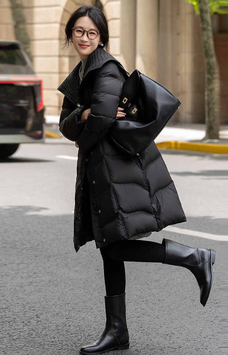 Dme [400T Spring Yarn] Winter Lightweight 90% Duck Down, Large Lapel, Wrinkle-Resistant, Adjustable Waist, Women's down Jacket 7