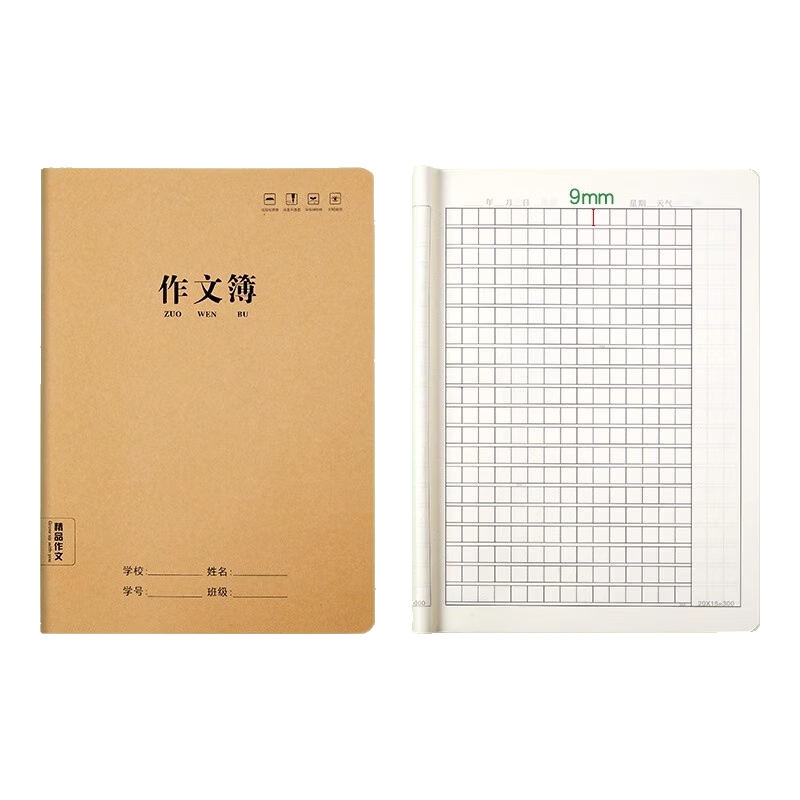 Liupintang 16K Exercise Book for Primary School Grade 3, 300-Grid Kraft Paper Notebook for Grades 4-6 and Middle School Students, Bulk Uniform Wholesale
