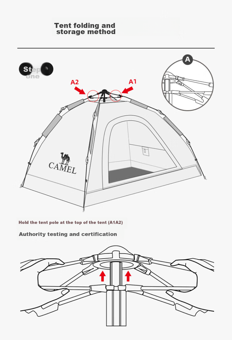 CAMEL Xiaoyao Pro Outdoor Tent, Silver-Coated Sun Protection Camping Tent, Fully Automatic Quick-Open Camping Equipment, 133BANA027-1 23