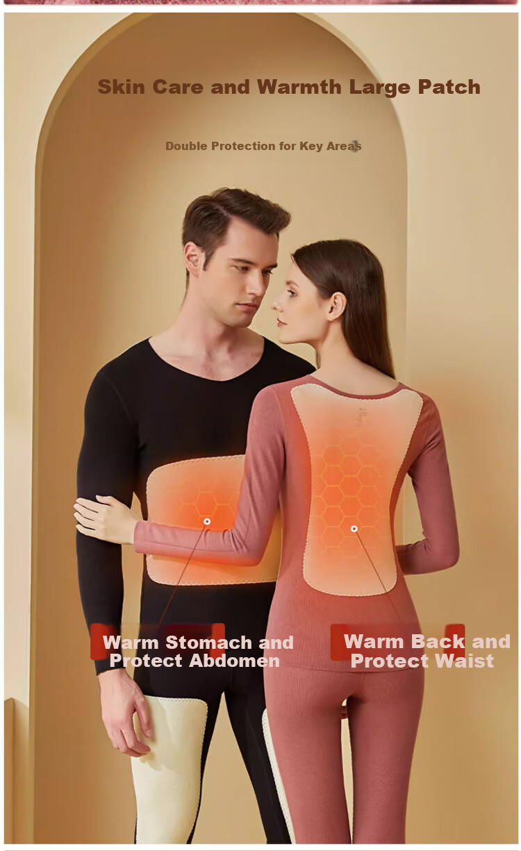 LangSha Ladies Thermal Underwear Set, Wool And Silk, Waist Protection, Knee Protection, Back Protection, Fleece-Lined, Thickened, Autumn And Winter Base Layer, Autumn Top And Pants 9