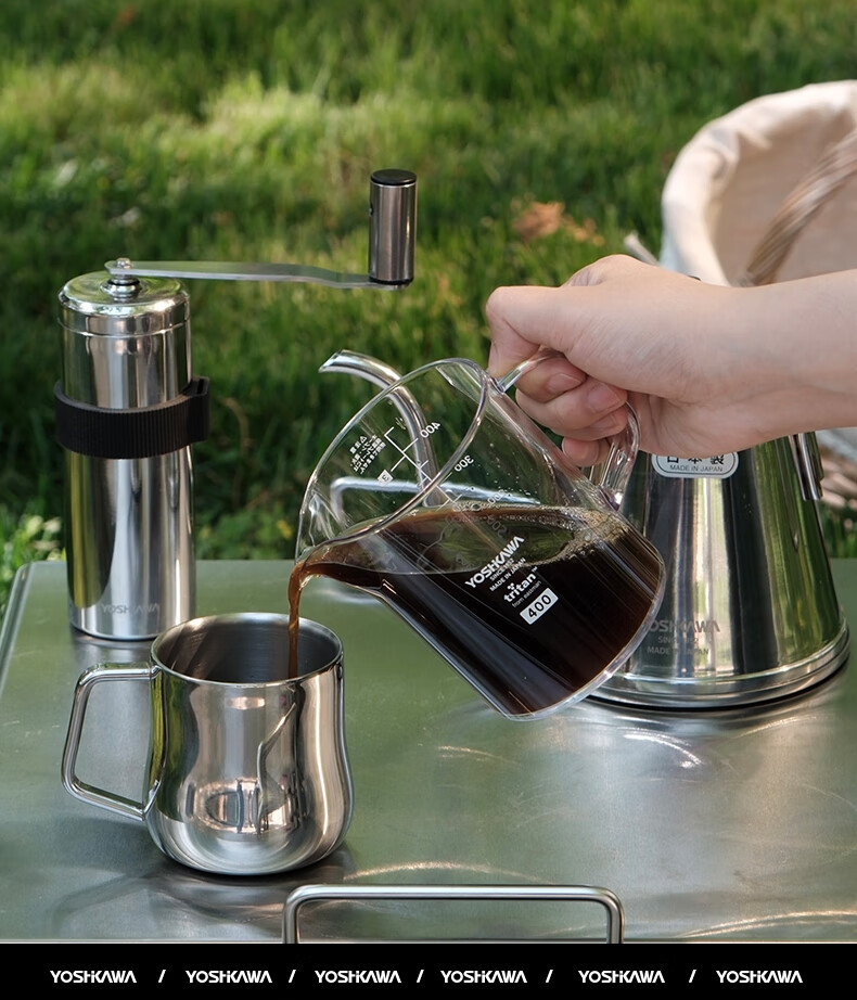 YOSHIKAWA Outdoor Japanese Imported White Pour-Over Coffee Sharing Cup Set 400ml with Lid, Exclusive Filter Cup, Spoo 3