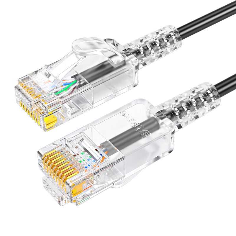 BIAZE CAT6A Slim Ethernet Cable, Oxygen-Free Copper, 10 Meters, 10 Gigabit High-Speed Patch Cord, Home Computer Broadband Network Jumper Cable, Black