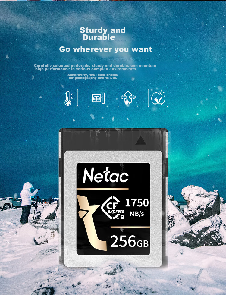 Netac 512GB CFexpress Type B Memory Card CF2000 Series Read 1750MB/s Mirrorless Fuji Canon Nikon Compatible 8K Video Memory Card CF Card 10