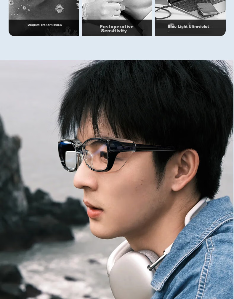 FESETE Goggles, Cycling Glasses, Anti-Fog, Anti-Splash, Windproof, Sandproof, Dustproof Glasses, Anti-Pollen Protective Eyewear for School Opening 3
