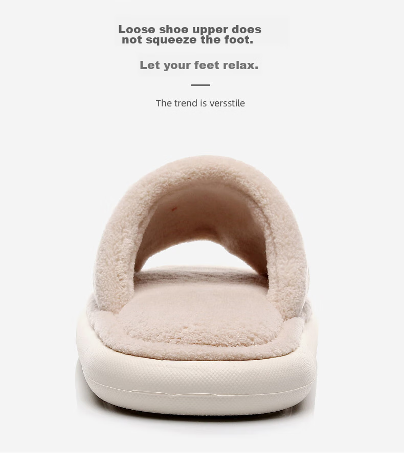 GUOLUOFEI Japanese-Style Wooden Floor Opening Cotton Slippers for Women And Men, Soft Sole Spring Autumn Home Use All Seasons Couple's Slippers Beige 40-41 4