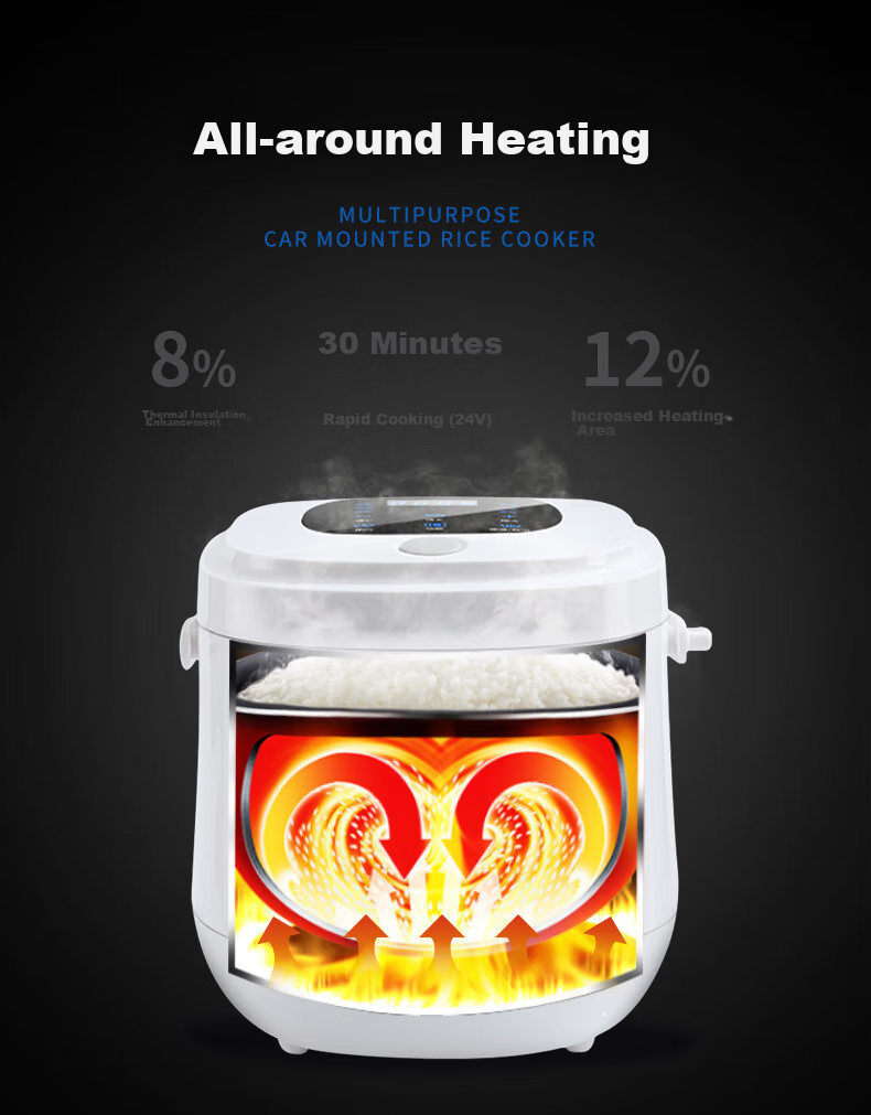 YSKdee Car Rice Cooker with Smart Digital Display, Multifunctional Cooking Pot, 2L Large Capacity, M25-12v/24v, Suitable for Various Vehicle Sizes 9