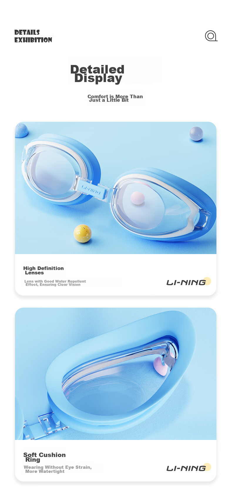 Li-Ning Children's Swimming Goggles for Boys And Girls, High-Definition Anti-Fog Comfortable Waterproof Swim Glasses And Cap Set 24602 Pink 9