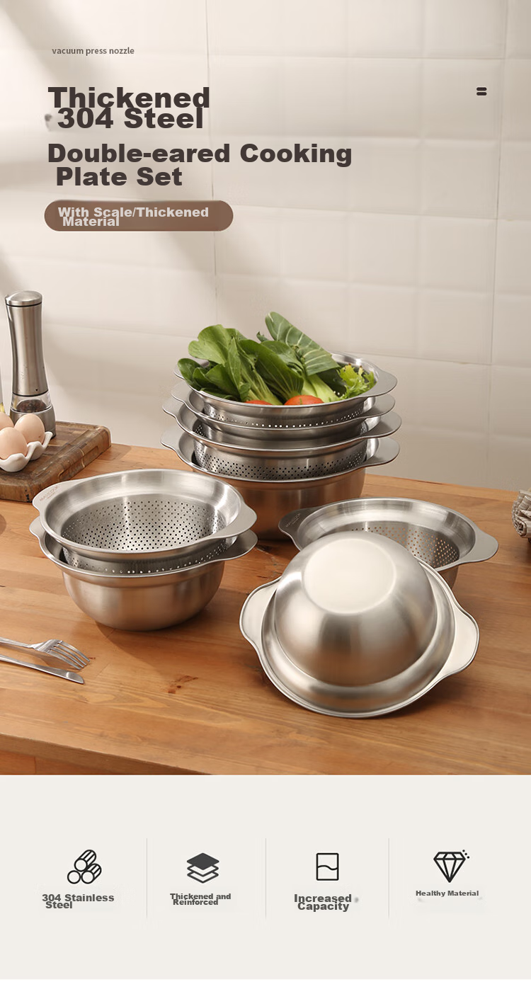 MAXCOOK Stainless Steel Bowl Set of Three, Extra Large And Thick Seasoning Bowl, Dough Mixing Bowl, Vegetable Washing Bowl, And Seasoning Bowl Set MCWS-3 1