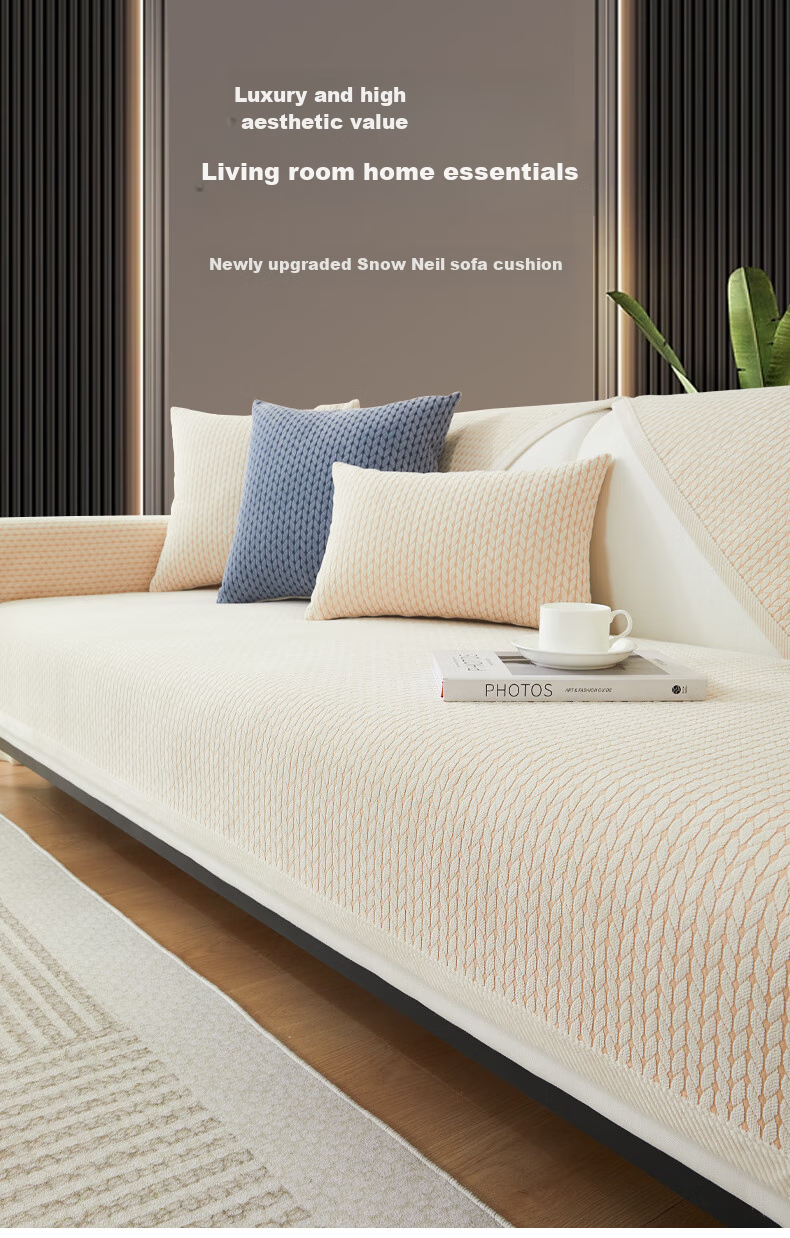 CHERISHES LIFE Sofa Cushion, All-Season Luxury Leather Sofa Cover, Chenille, 2026 Best-Selling Non-Slip Throw Blanket, 90*90cm 1