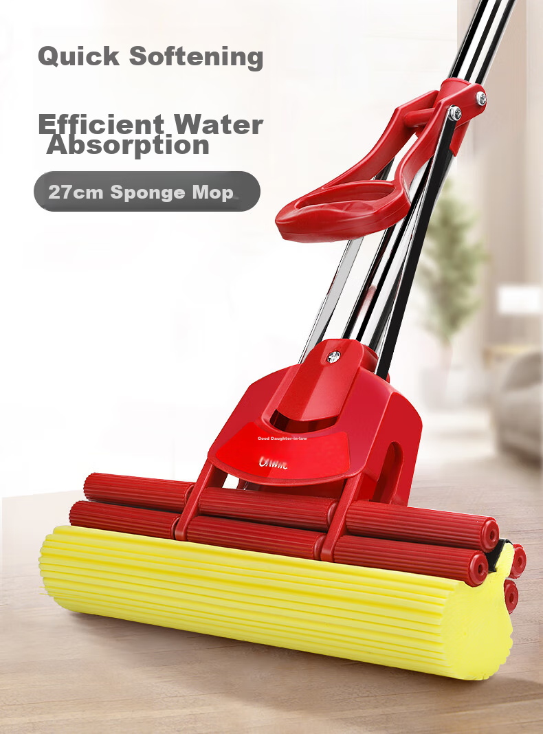 Okaywife Sponge Mop with 27cm Long Handle, No-Hand Lazy Sponge Mop for Home And Office Use 2