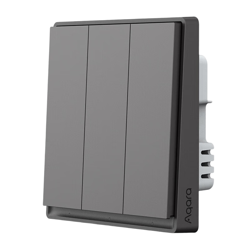 Aqara Smart Switch E1 Zero Fire Three-Button, Connected to Mijia APP/iPhone HomeKit, Mountain Gray