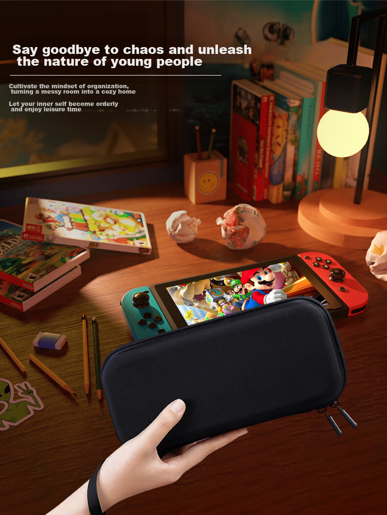 Jemdo Nintendo Switch Storage Case, Game Console Protective Box, NS/OLED Handheld Multi-Functional Portable Storage Case, Large Capacity Protective Bag, Storage Pouch, Gray 6