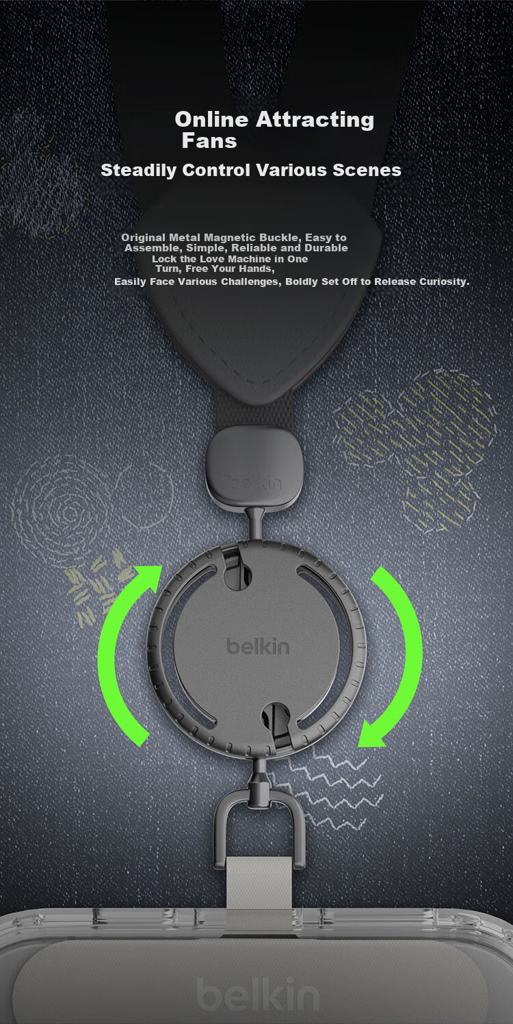 BELKIN Phone Lanyard, High-End Neck Strap for Smartphones, Anti-Loss Cord with Phone Pad, Woven Style, Mickey And Friends Desig 3