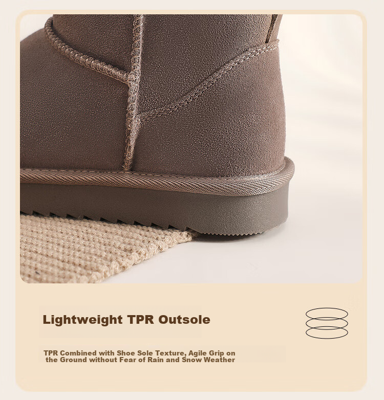 ZHR Snow Boots for Women, 2025 New Style, Fleece-Lined Warm Boots, Genuine Leather Waterproof Short Boots, Cotton Shoes for Women, Coffee Color, Size 35 8