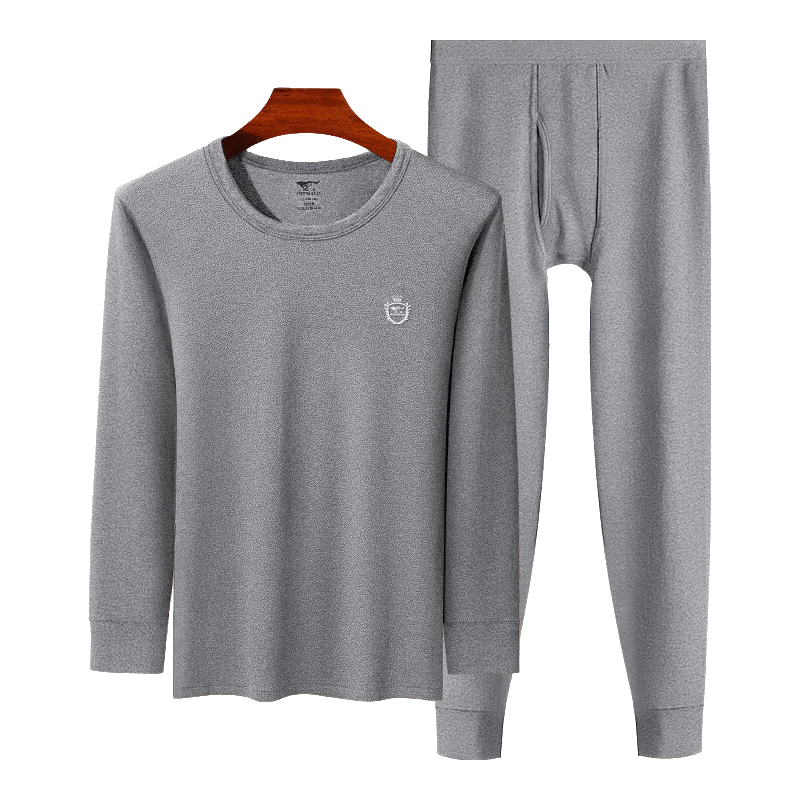 SEPTWOLVES [Antibacterial] Thermal Underwear for Men, Autumn And Winter Pure Cotton Undershirt And Pants Set, All-Cotton Base Layer Top And Bottom