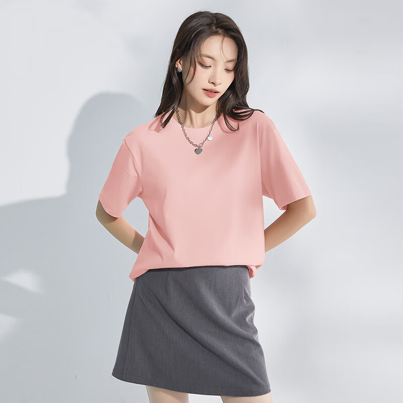 Baleno 100% Pure Cotton Loose Short-Sleeve T-Shirt for Women, 2026 Summer Casual Fashion Versatile College Style Outfit Top 11