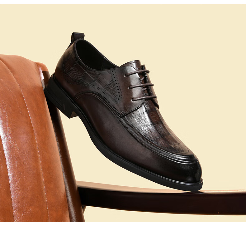 HLA Men's Leather Shoes Wedding Groom Father's Business Formal Shoes HAAPXM2FAG183 Brown Size 40 13