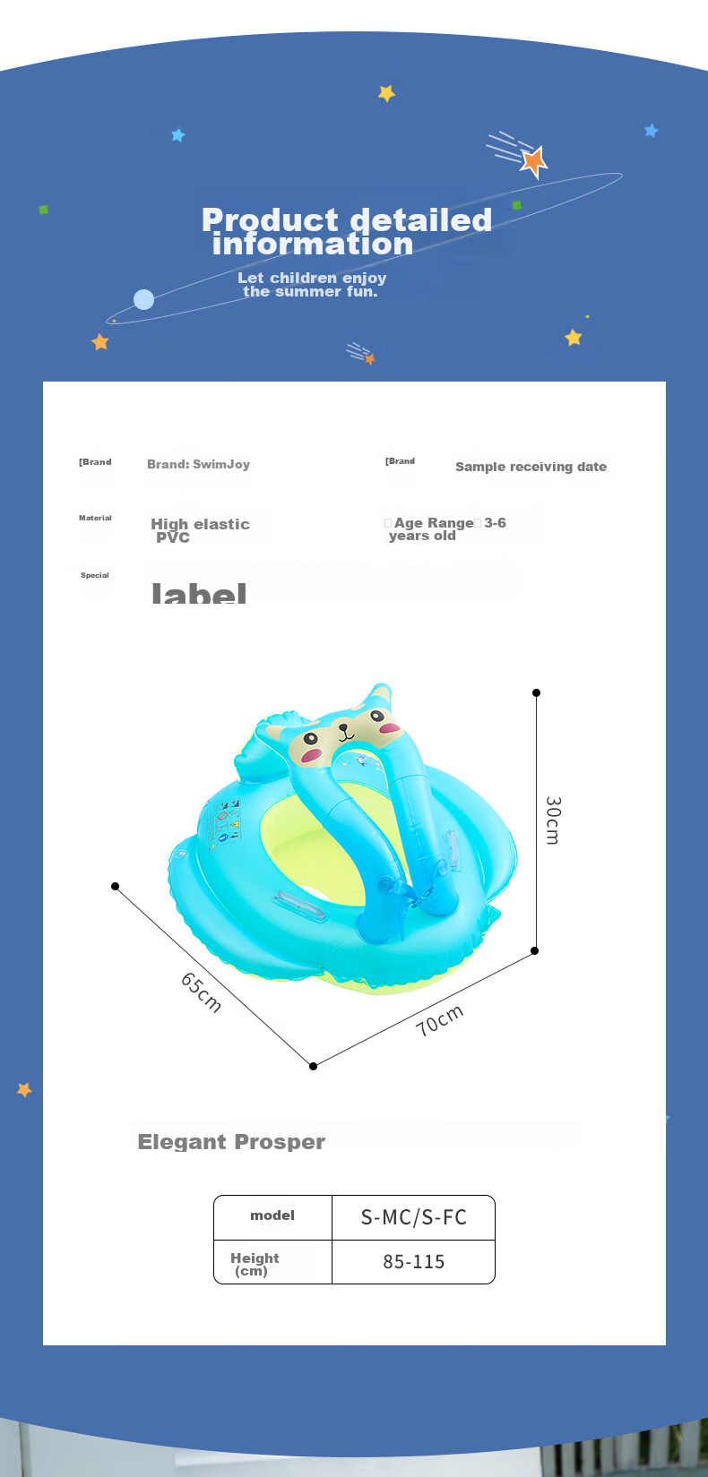 Yonglebao Children's Safety Seat Belt, Anti-Rollover And Anti-Fall Multi-Airbag Swim Ring for Babies, Size S, Blue/pink Randomly Sent 12