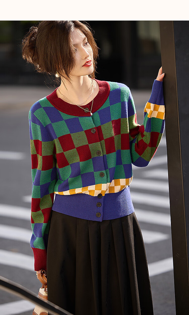 Dme [Duobang Geshen Zhima Dian Tihua] Spring And Autumn Round Neck Long Sleeve Cardigan, Retro Knit Sweater Women's Top 13