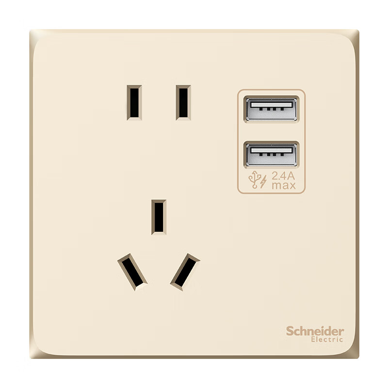 Розетка с двойным USB Schneider Electric, 5 гнезд, серия Haocheng, золотой