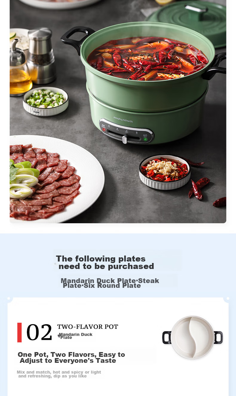 Morphyrichards Electric Hot Pot, Multifunctional Cooking Pot, Original Accessories, MR1072 Dual-Sided Pot, MR9087 Dedicated 11