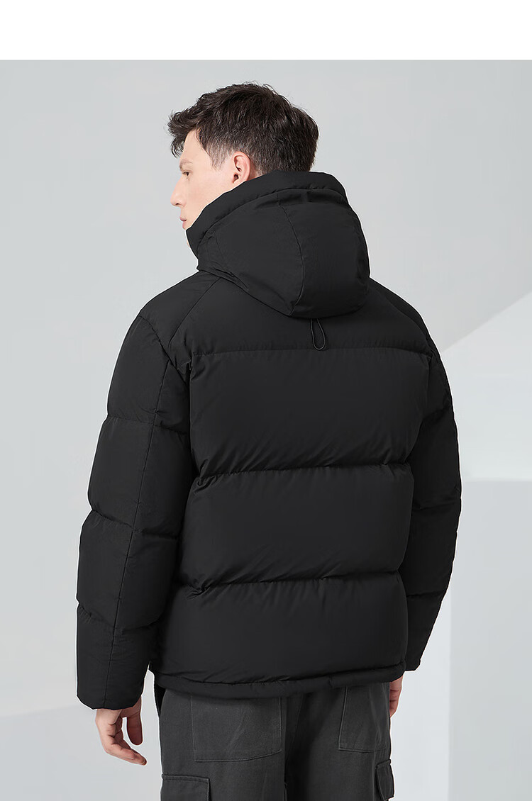 DANCING WOLVES [Black Graphene + 90% Duck Down] Winter Hooded Thick Warm Men's down Jacket, Style 001 Black, Size 180 12