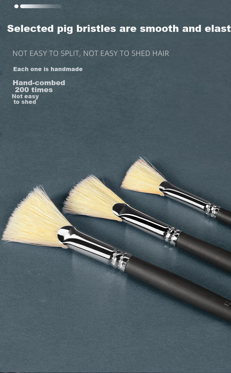 BGI-WAPM Fan-Shaped Brush Set with Pig Bristle, Fish Tail Watercolor, Pastel, Color, Fan-Shaped Oil Painting Brush, Paint Brush, Acrylic Paint Brush, Professional Complete Set for Art Exams And Art Students, Specialized Drawing Brushes 4# 5