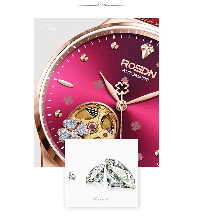ROS DN Shihua Lucky Four-Leaf Clover Birthday Gift for Girlfriend, Women's Watch, Brand Mechanical Top Ten Watches 3