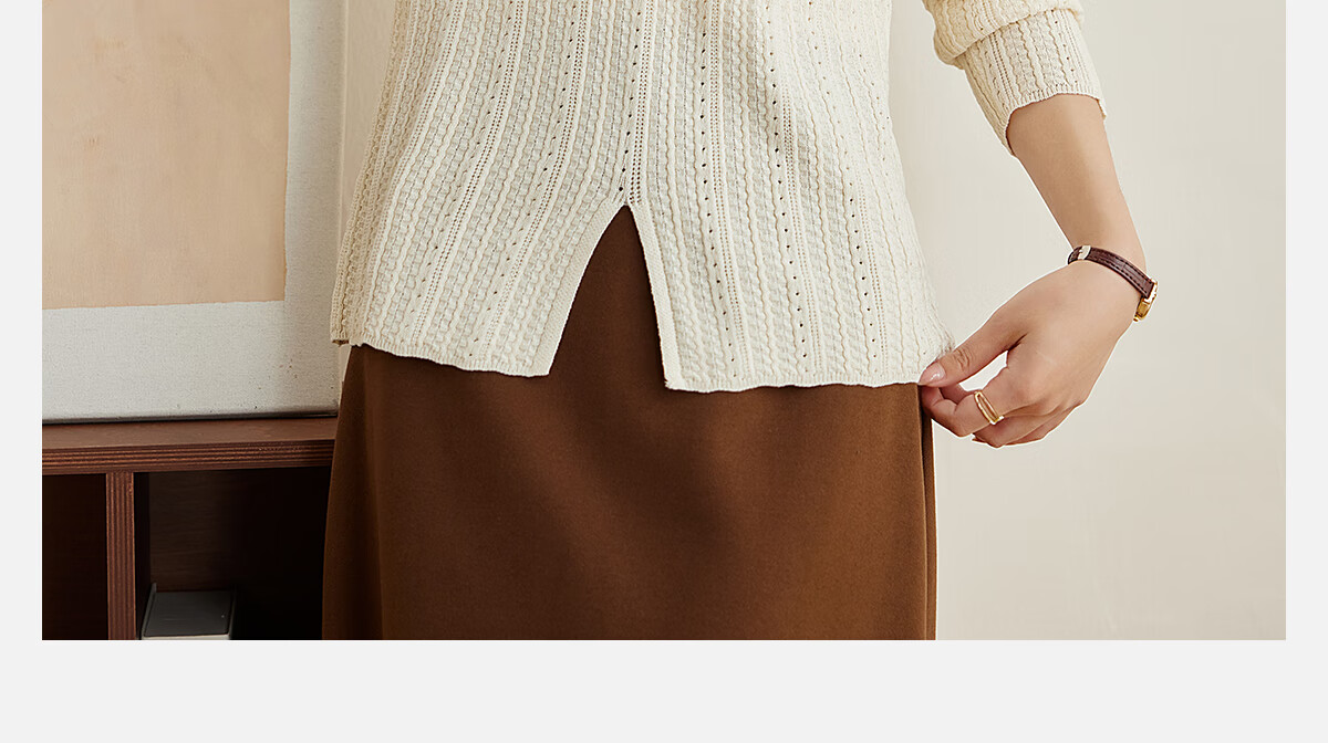 PinCai Women's Knit Sweater, Spring And Autumn Thin Style, Niche V-Neck Split Knit Top, Loose Inner Layer Base Shirt P143Z3008 4