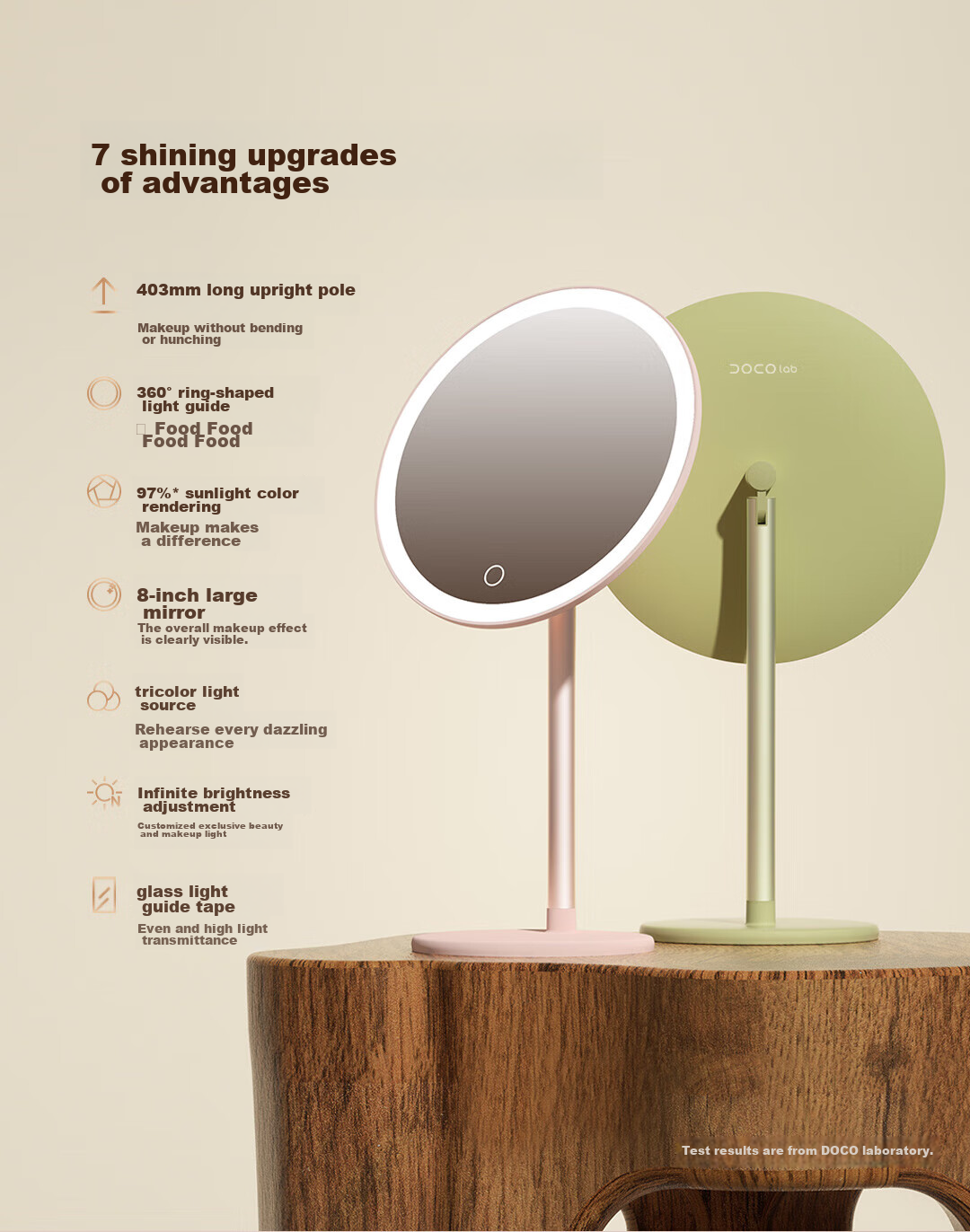 DOCO LAB LED Makeup Mirror with Light, Smart Dressing Table Vanity Mirror for Bedroom, Dormitory, Desktop, Large High-Definition Touch-Up Mirror, Birthday Gift for Girlfriend 3